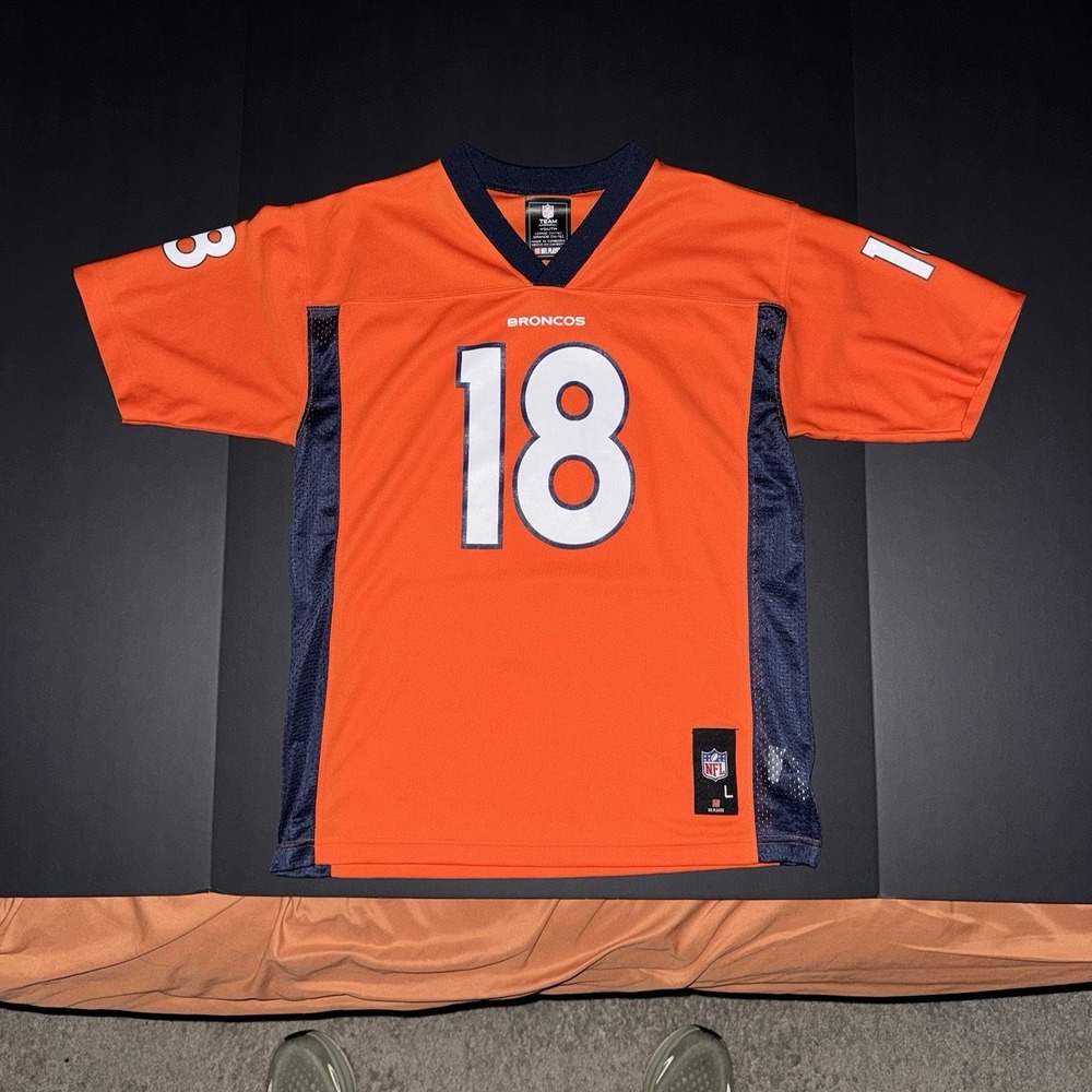 Denver Broncos Peyton Manning #18 NFL Jersey Orange Navy Size Youth Large
